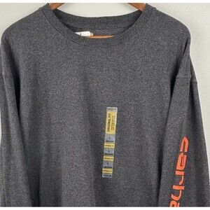 NWT Carhartt Long Sleeve Shirt Men Large Sleeve Spellout K231 Original Fit Gray